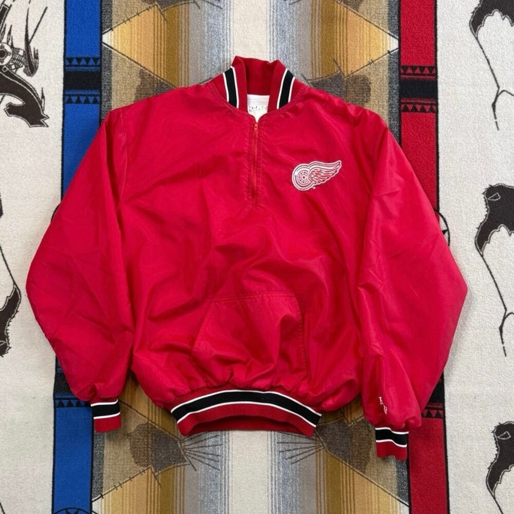 Vintage 90s Detroit Red Wings Pullover Windbreaker Jacket Size XL Made In USA